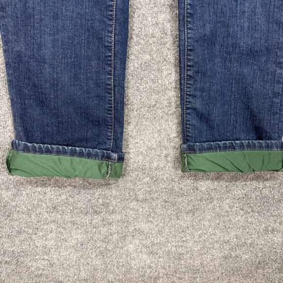 L.L. Bean Jeans Womens 14 Blue Classic Fit Denim Green Flannel Lined High Rise - Picture 10 of 16